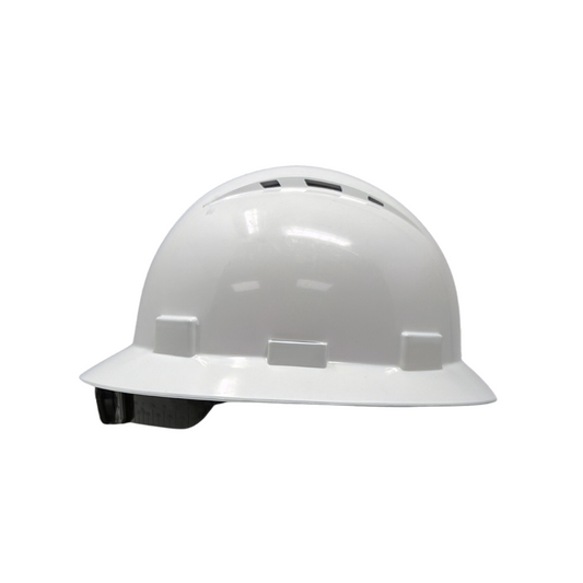 AFCAT Full Brim Hard Hat W/Ratchet Suspension, Class C, E, G - White